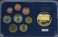Греция, 2002-2006, Набор Юбилейных монет, 1с-2 Евро+ Позолоченная Медаль, в кассете-миниатюра